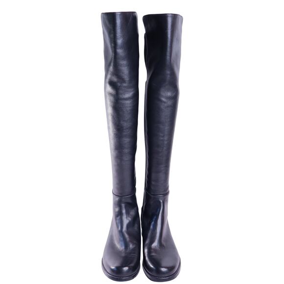 STUART WEITZMAN 5050 Bold Boot Black Calf Leather Over The Knee Boots Women's 6M - Picture 1 of 12